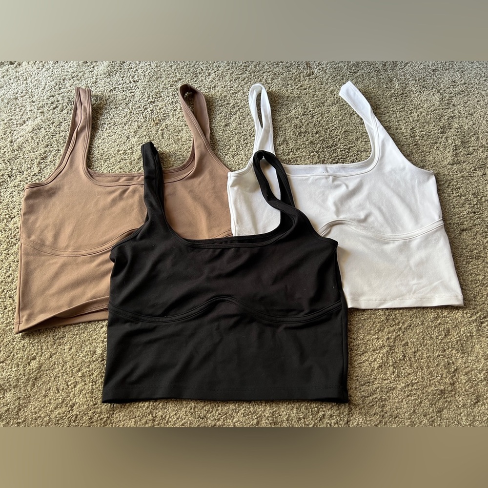 Abercrombie & Fitch 3 piece Soft A&F Camis//Size Medium//White, Black and Mocha
